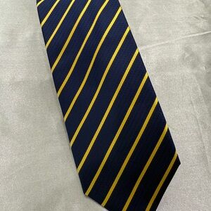 DiBanGu Classic Navy and Yellow Striped Men's Tie 100% Silk